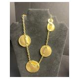 Necklace Set - Gold Disc VCLM Necklace, Dreamcatcher Necklace, Faux Pearl Necklace w Matching Earrings, Rhinestone Necklace