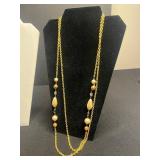 Three Vintage Necklaces Set - Gold-Tone Leaf, Crystal Chip, Bead Chain (Lot of 3), Carolee Dog Pin & More!