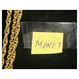 Gold-Tone Necklace Set with Monet Tassel Pendant, VTG Pins, Gold Tone Cross & Bulky Chain Necklaces
