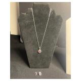 Erica Lyons Necklace with $75 Retail Tag & Pink Gemstone Halo Pendant Necklace & Matching Earrings & More!