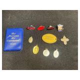 Vintage Religious Medals & Pins, Peterbilt Pins, 25th Anniversary Century Club Badge, Cross Pendant