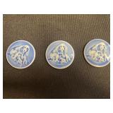 Miniature Bing & Grøndahl Mothers Day Plate (Lot of 3) - Made in Denmark Porcelain 1969 - quarter pictured for scale