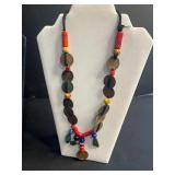 Boho Gold-Tone Bead Necklace Set: Coin Discs, Chain Necklace, Hoop Earrings, MoM Bracelet & Floral Pin