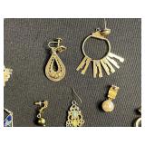 Lot of Assorted SINGLE Earrings w Silver Tone Chain w Charms
