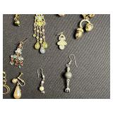 Lot of Assorted SINGLE Earrings w Silver Tone Chain w Charms