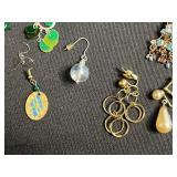 Lot of Assorted SINGLE Earrings w Silver Tone Chain w Charms