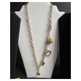 Gold-Tone Heart Filigree Pendant Necklace Set with Assortment of Earrings