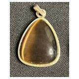 Tiger Eye Pendant & Assorted Costume Jewelry Lot: Silver Chains, Enamel Pendants & Colorful Earrings