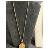 Costume Jewelry Set: Coin Pendant Necklace, Silver Tone Chains, Pendants, Earrings, Pins & More!