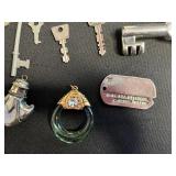 Assorted Vintage Keys and Jewelry - Charms, Pendants, Frames, Tags for Jewelry Making