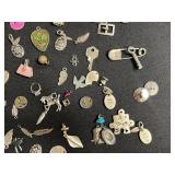 Assorted Silver Tone Charms & Pendants - Birds, Hearts, Leaves, Keys for Jewelry Making