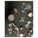 Assorted Silver Tone Charms & Pendants - Birds, Hearts, Leaves, Keys for Jewelry Making