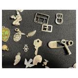 Assorted Silver Tone Charms & Pendants - Birds, Hearts, Leaves, Keys for Jewelry Making