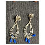 Vintage Costume Jewelry Set - Necklace w Religious Madonna & Pearl, Dragonfly, Animal Charm & Turquoise Bead Earrings