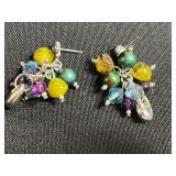 Vintage Costume Jewelry Lot - Inc Iridescent Crystal Cage Balls Necklace, Earrings & Beaded Necklace