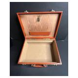 Vintage Red Case - Wood-Lid Interior, Beige Fabric, Brass Latches, Red Handle