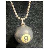 8-Ball Pendant Necklace on Ball Chain with Assorted Vintage Charms, Buckles & Keys for Jewelry Making