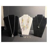 Assorted Jewelry Set: Bee Pendant Necklace, Colorful Bead Necklace, Star Earrings