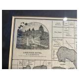 Lake Minnetonka Map 1888 - Framed Antique Print With Lake Park Hotel