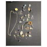 Large Lot of SINGLE Costume Assorted Earrings & Eyeglass Holder Chain