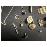 Large Lot of SINGLE Costume Assorted Earrings & Eyeglass Holder Chain