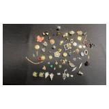 Vintage Costume Jewelry Assortment - Brooches, Pins & Earrings Odds & Ends for Jewelry Making