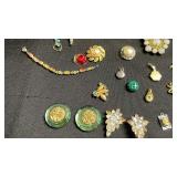 Vintage Costume Jewelry Assortment - Brooches, Pins & Earrings Odds & Ends for Jewelry Making