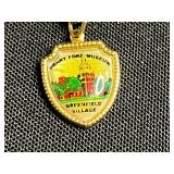 Collectible VTG Greenfield Village Shield Pendant Charm Bracelet - Gold-Tone