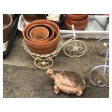 Large Lot of Flower Pots - Yard Ornaments - Bird Feeders and More