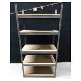 5 Tier metal floor shelf with wood shelves