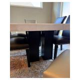 Camila 7 Pc Dining Set Marble Table 6 Nailhead Chairs 70in
