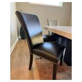 Camila 7 Pc Dining Set Marble Table 6 Nailhead Chairs 70in