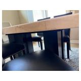 Camila 7 Pc Dining Set Marble Table 6 Nailhead Chairs 70in