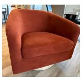 Modern Swivel Barrel Club Chair Rust Orange Upholstered Very Good