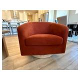 Modern Swivel Barrel Club Chair Rust Orange Upholstered Very Good