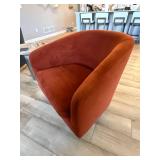 Modern Swivel Barrel Club Chair Rust Orange Upholstered Very Good