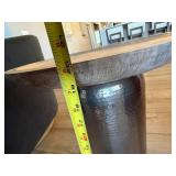 Modern Hammered Metal & Wood Accent Side Table 20in Round Good