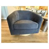 Modern Barrel Swivel Accent Chair Dark Bluish Gray 30in Wide Good
