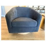 Modern Barrel Swivel Accent Chair Dark Bluish Gray 30in Wide Good