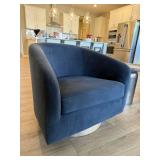 Modern Barrel Swivel Accent Chair Dark Bluish Gray 30in Wide Good