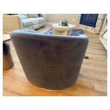 Modern Barrel Swivel Accent Chair Dark Bluish Gray 30in Wide Good