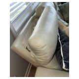 Ivory Leather 3 Seat Power Reclining Sofa USB Headrests Good