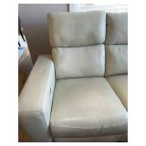 Ivory Leather 3 Seat Power Reclining Sofa USB Headrests Good
