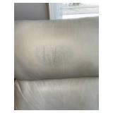 Ivory Leather 3 Seat Power Reclining Sofa USB Headrests Good