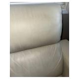 Ivory Leather 3 Seat Power Reclining Sofa USB Headrests Good