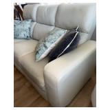 Ivory Leather 3 Seat Power Reclining Sofa USB Headrests Good