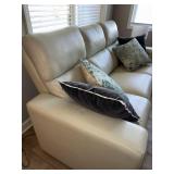 Ivory Leather 3 Seat Power Reclining Sofa USB Headrests Good