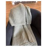 West Elm Chunky Knit Throw Blanket Sage Green 50x60 Good