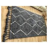 West Elm Souk Wool Rug 5x8 Gray Ivory Geometric Handmade Good