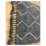 West Elm Souk Wool Rug 5x8 Gray Ivory Geometric Handmade Good